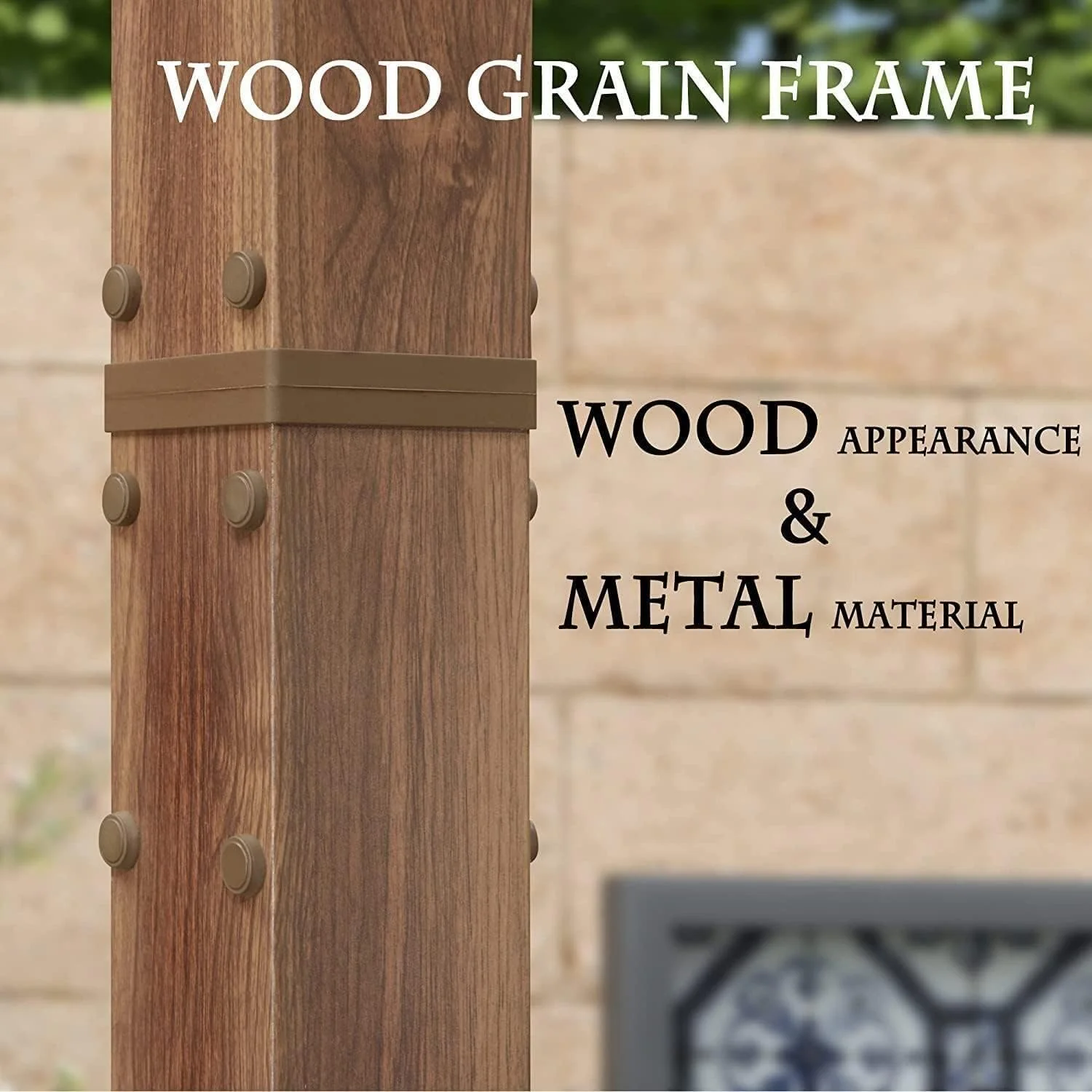 PURPLE LEAF Outdoor Retractable Pergola Natural Wood Grain Frame Grill Gazebo - Image 33