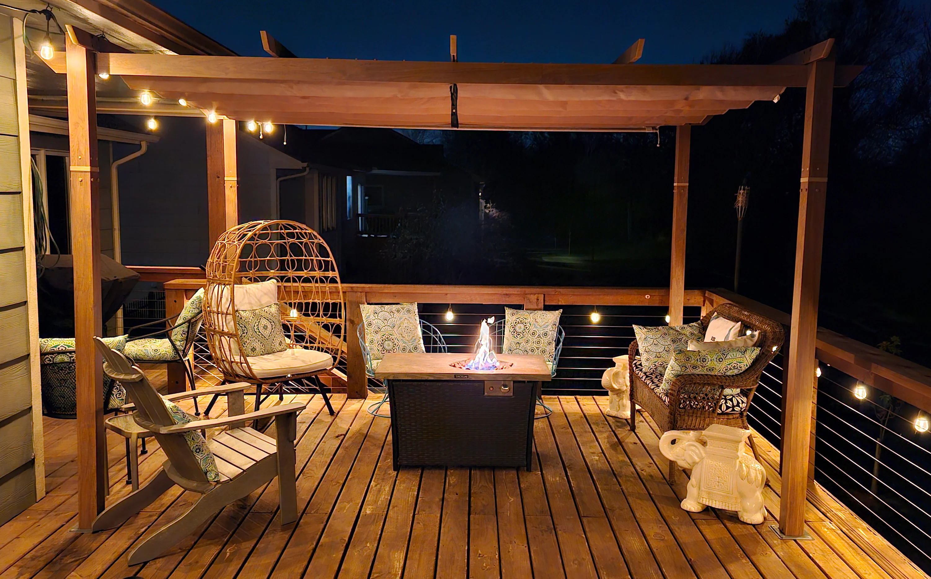 PURPLE LEAF Outdoor Retractable Pergola Natural Wood Grain Frame Grill Gazebo - Image 37