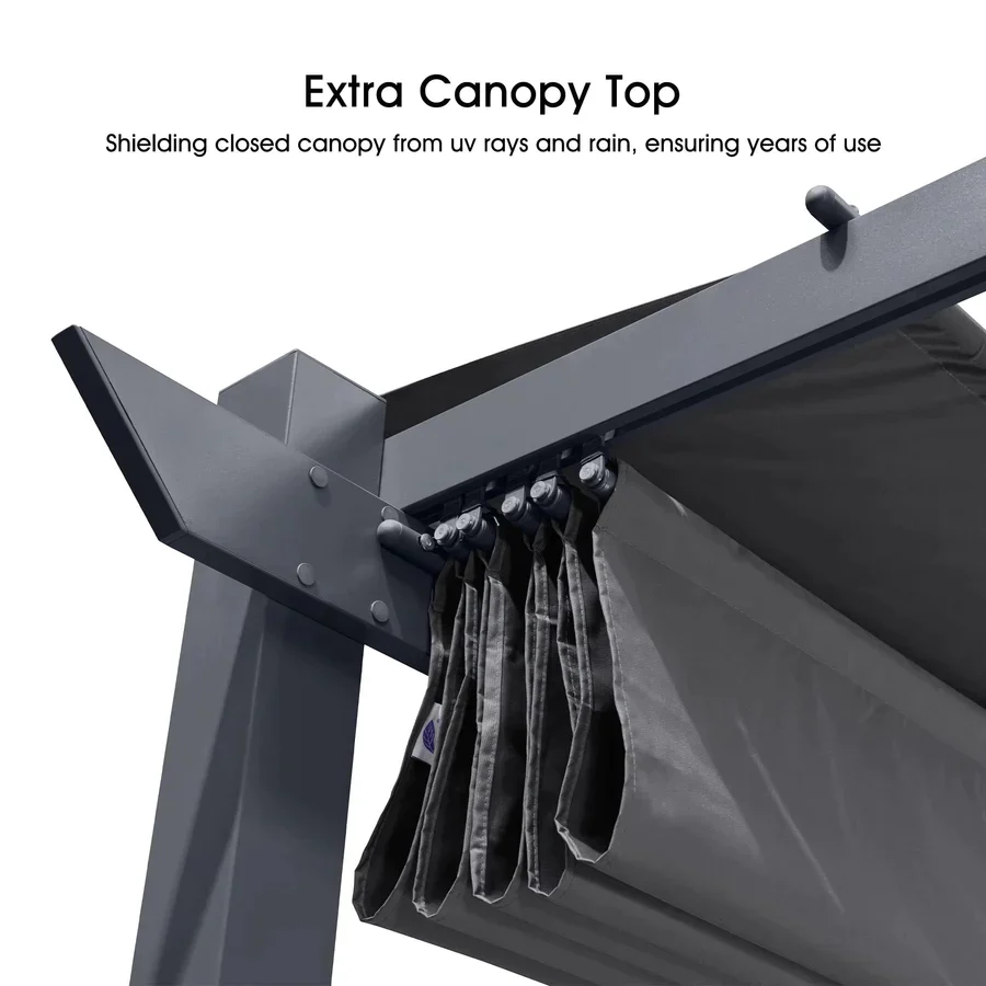 PURPLE LEAF Patio Retractable Pergola with Shade Canopy Upgrade Charcoal Grey Frame Modern Grill Gazebo - Image 6