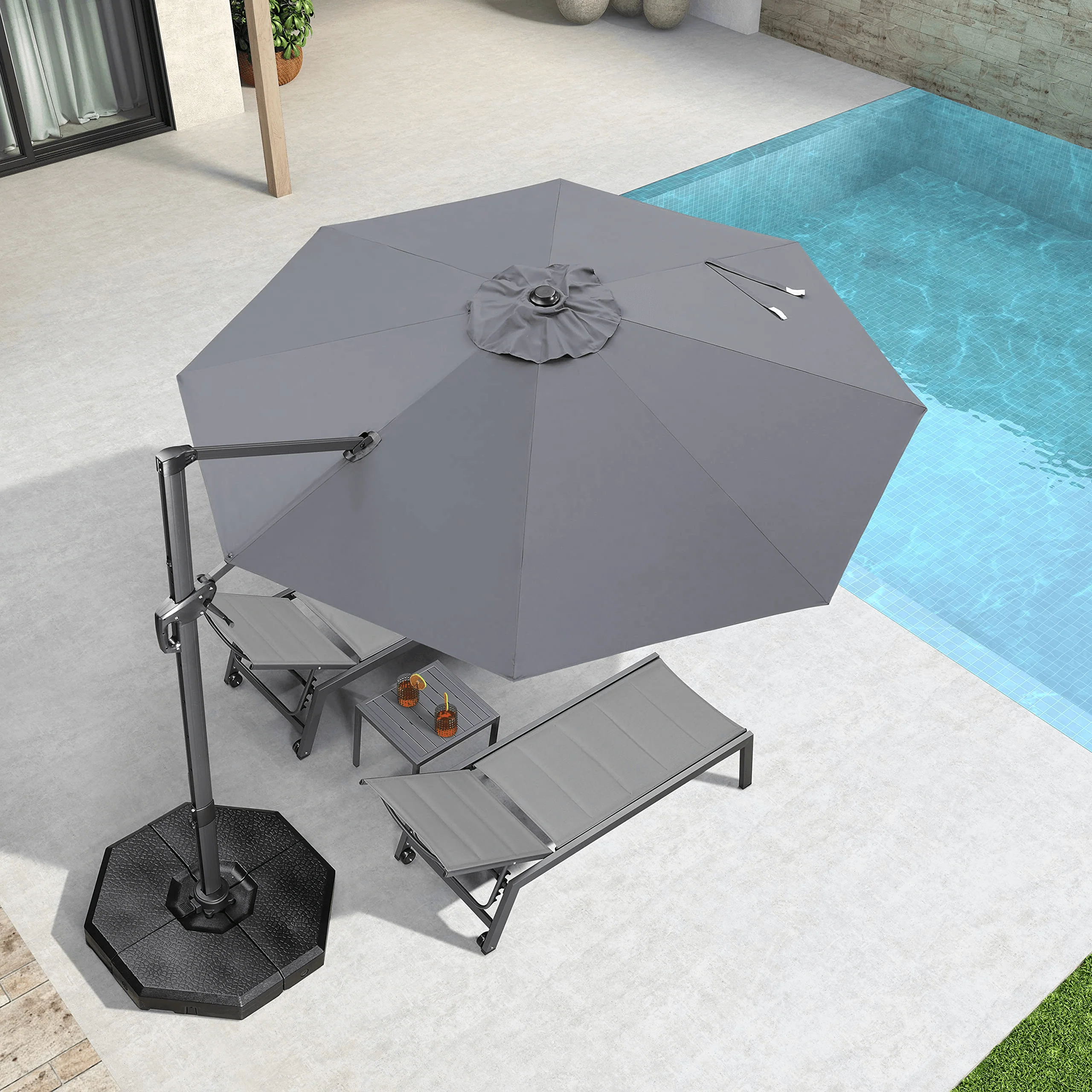 PURPLE LEAF Economical  Patio Offset Round Parasol - Image 12