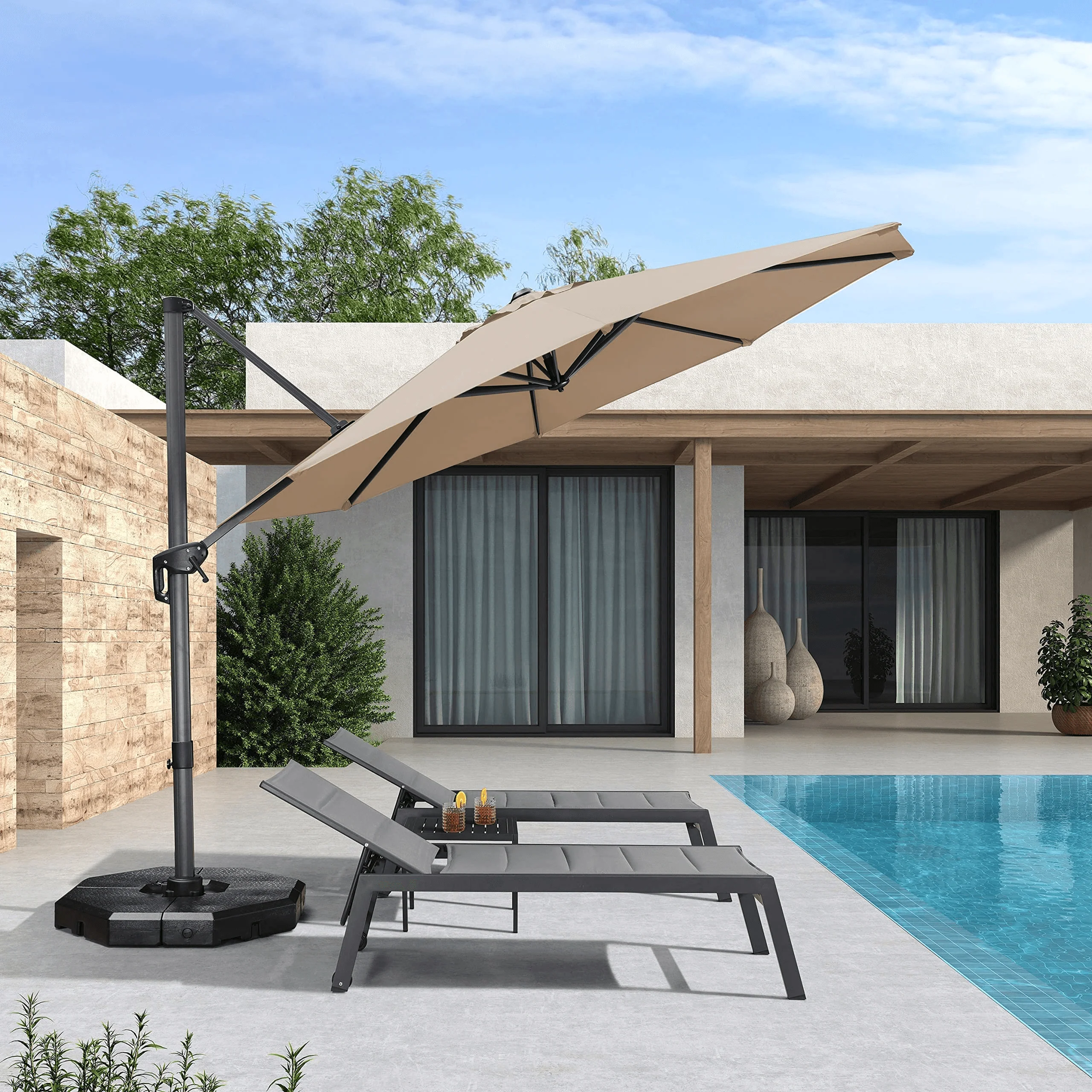 PURPLE LEAF Economical  Patio Offset Round Parasol - Image 18