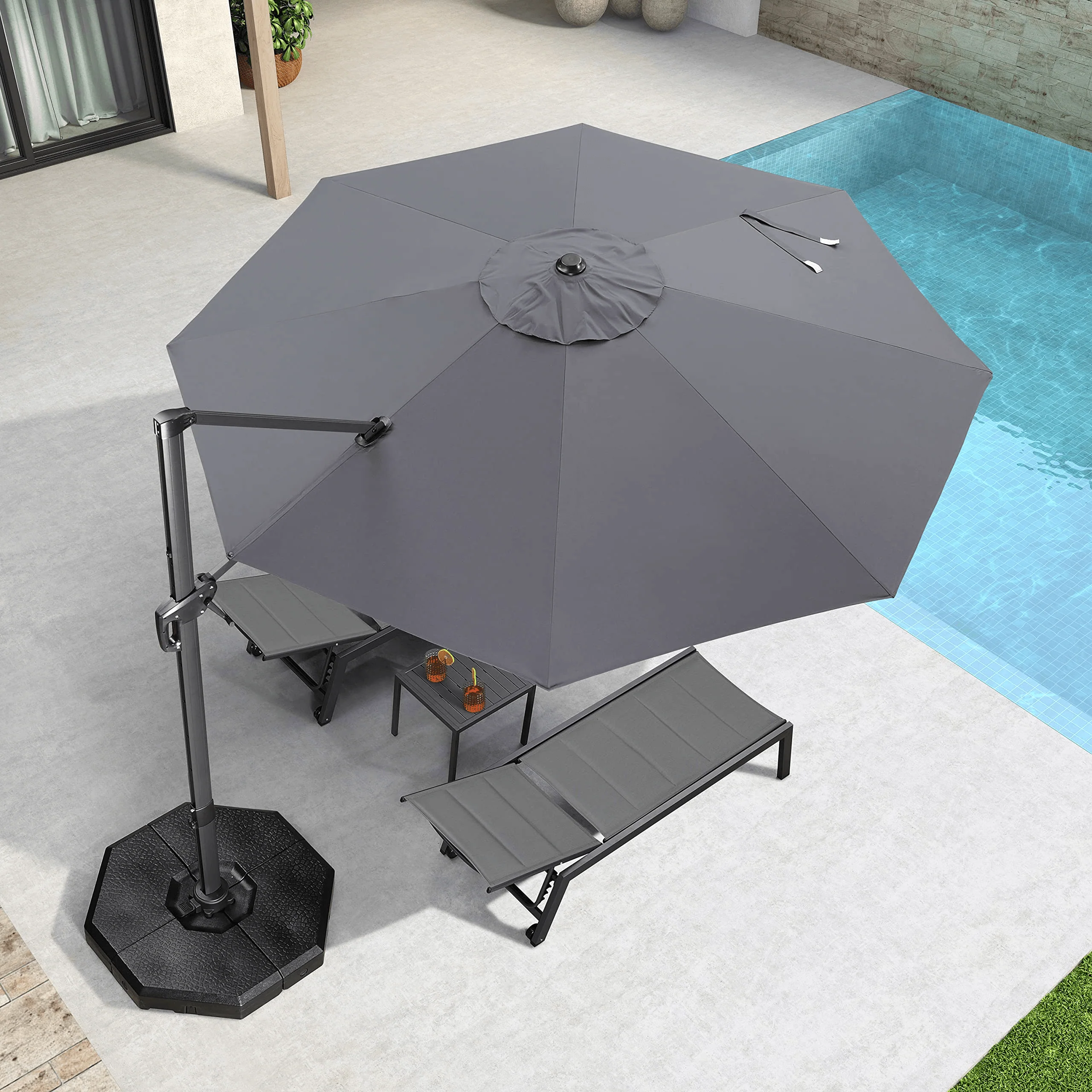 PURPLE LEAF Economical  Patio Offset Round Parasol - Image 25