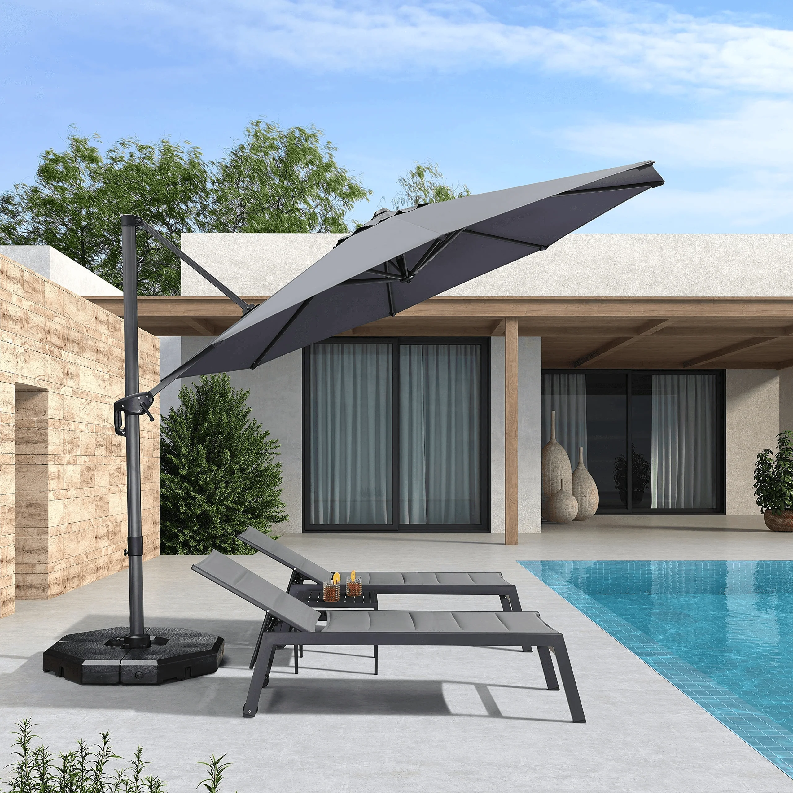PURPLE LEAF Economical  Patio Offset Round Parasol - Image 28