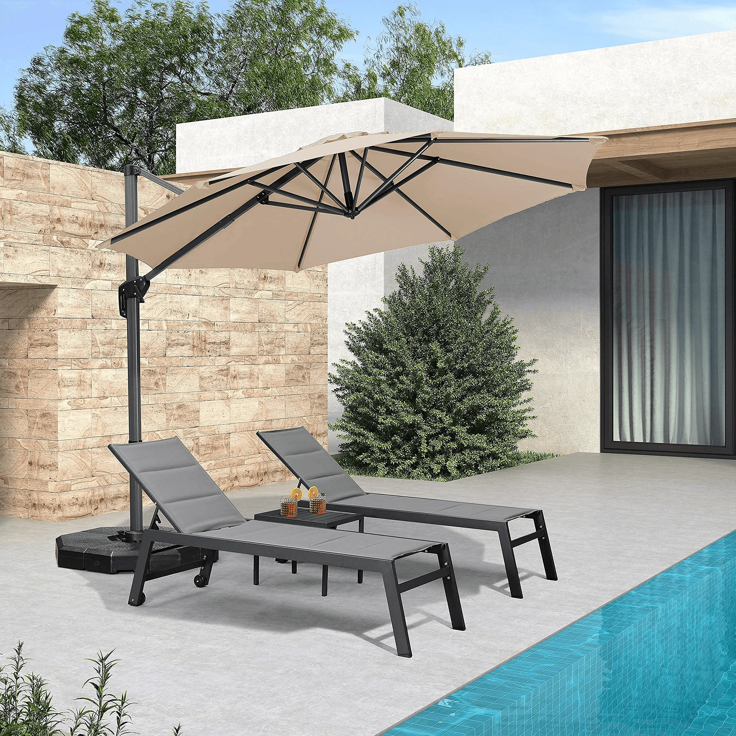PURPLE LEAF Economical  Patio Offset Round Parasol - Image 3