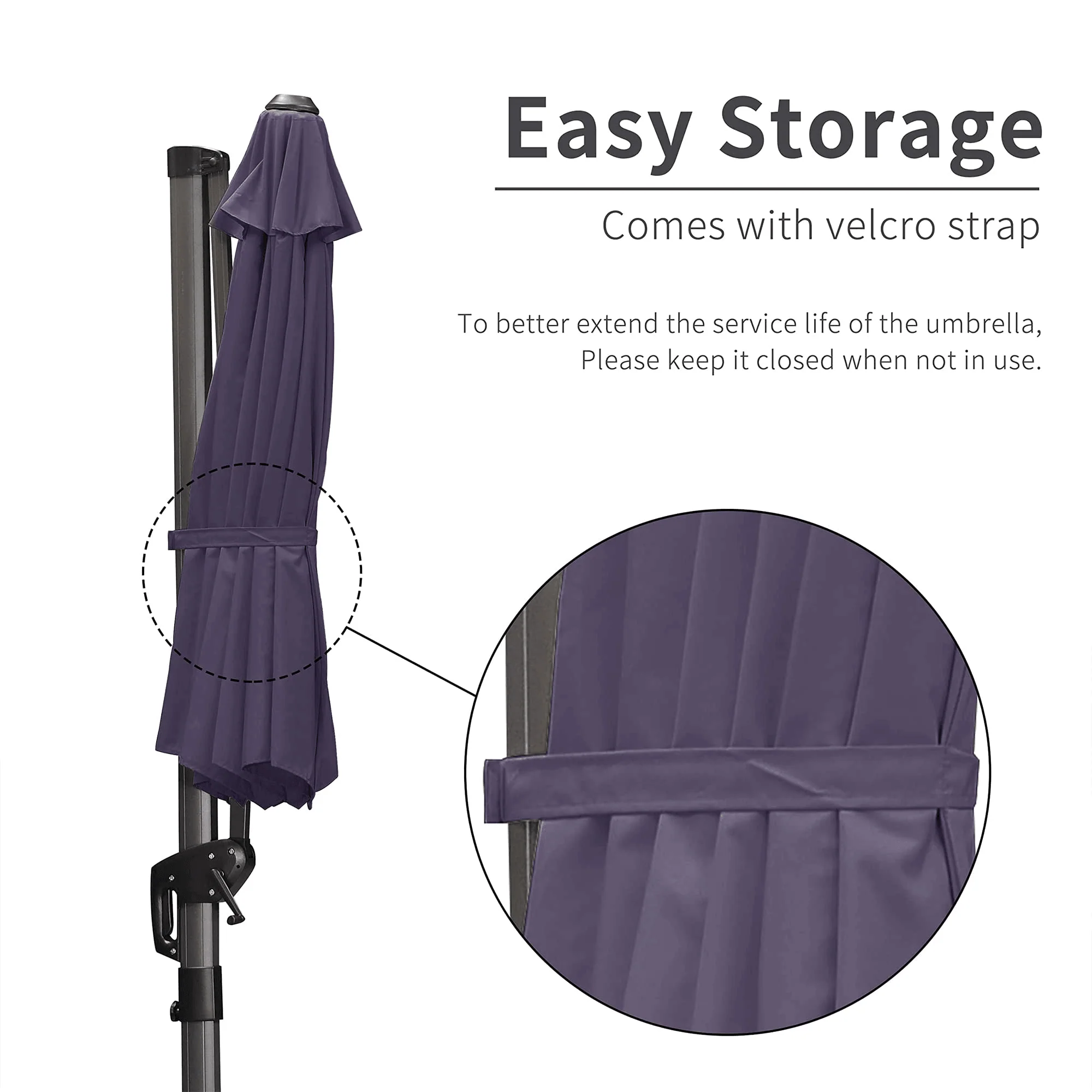 PURPLE LEAF Economical  Patio Offset Round Parasol - Image 33