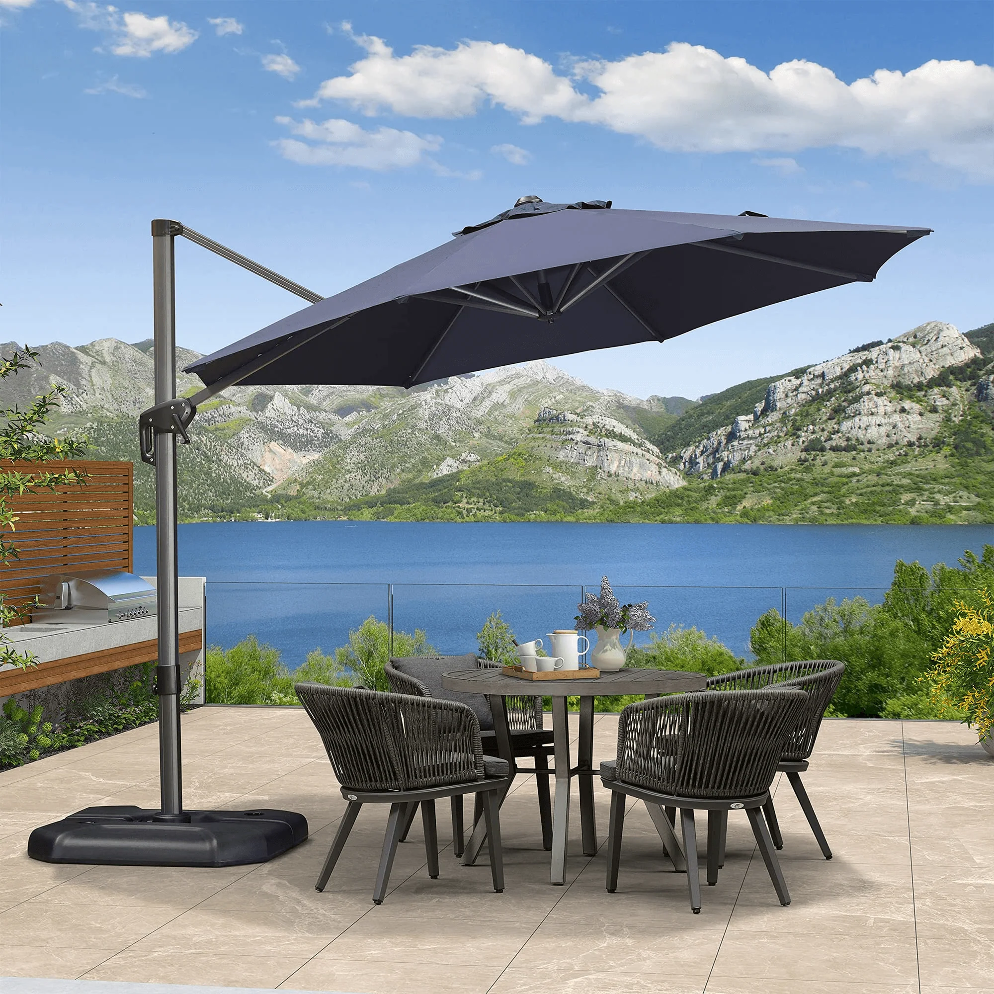 PURPLE LEAF Economical  Patio Offset Round Parasol - Image 36