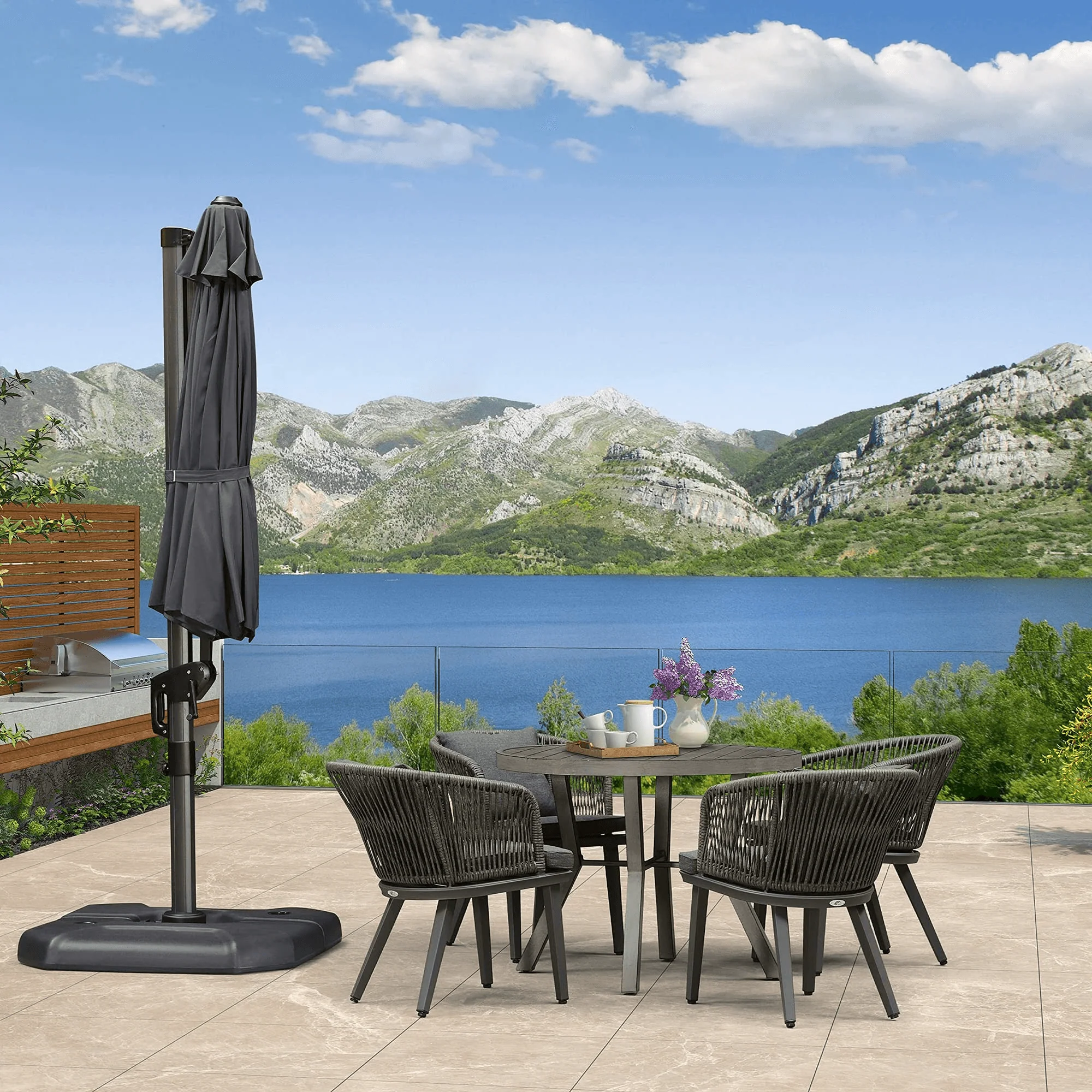 PURPLE LEAF Economical  Patio Offset Round Parasol - Image 41