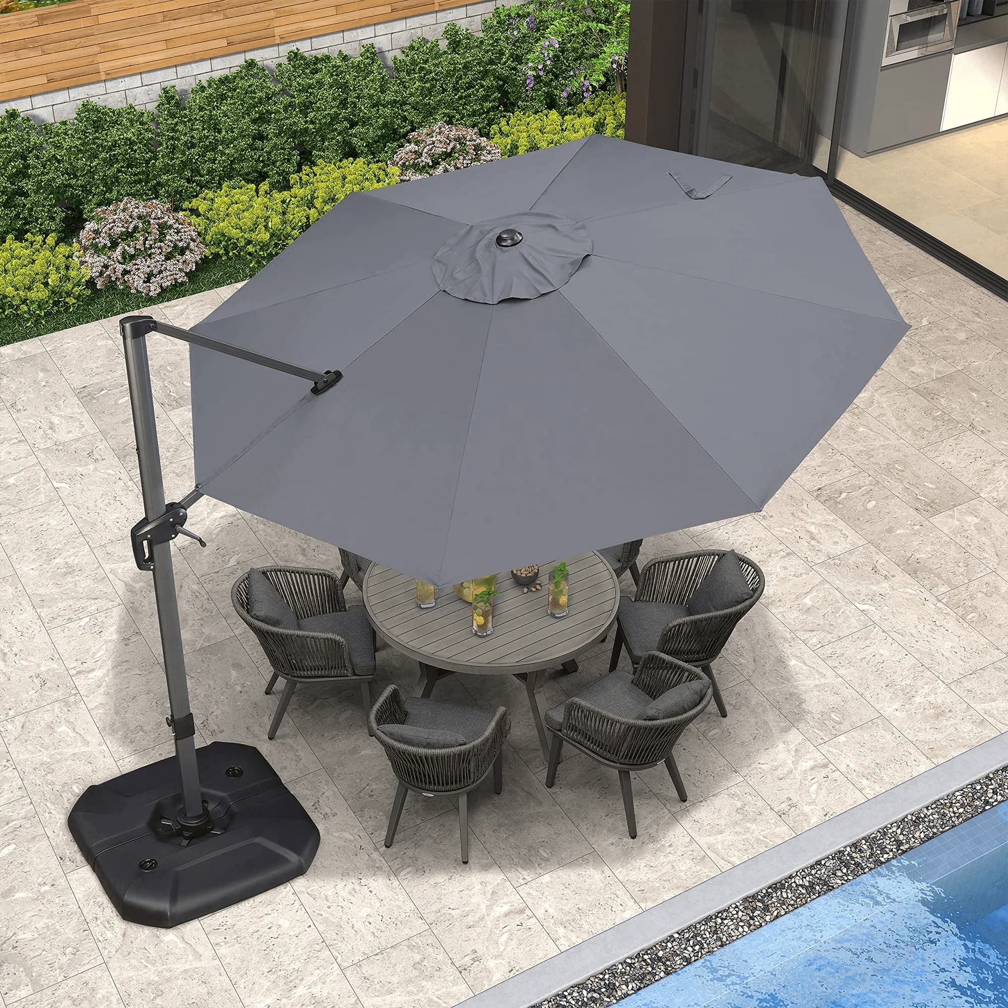 PURPLE LEAF Economical  Patio Offset Round Parasol - Image 51