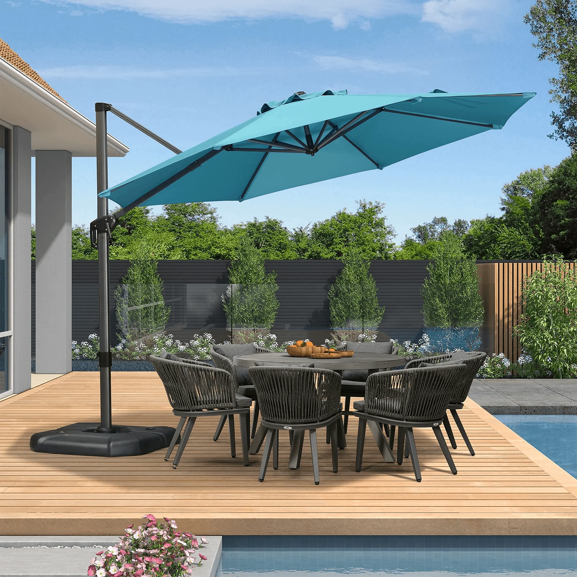 PURPLE LEAF Economical  Patio Offset Round Parasol - Image 53