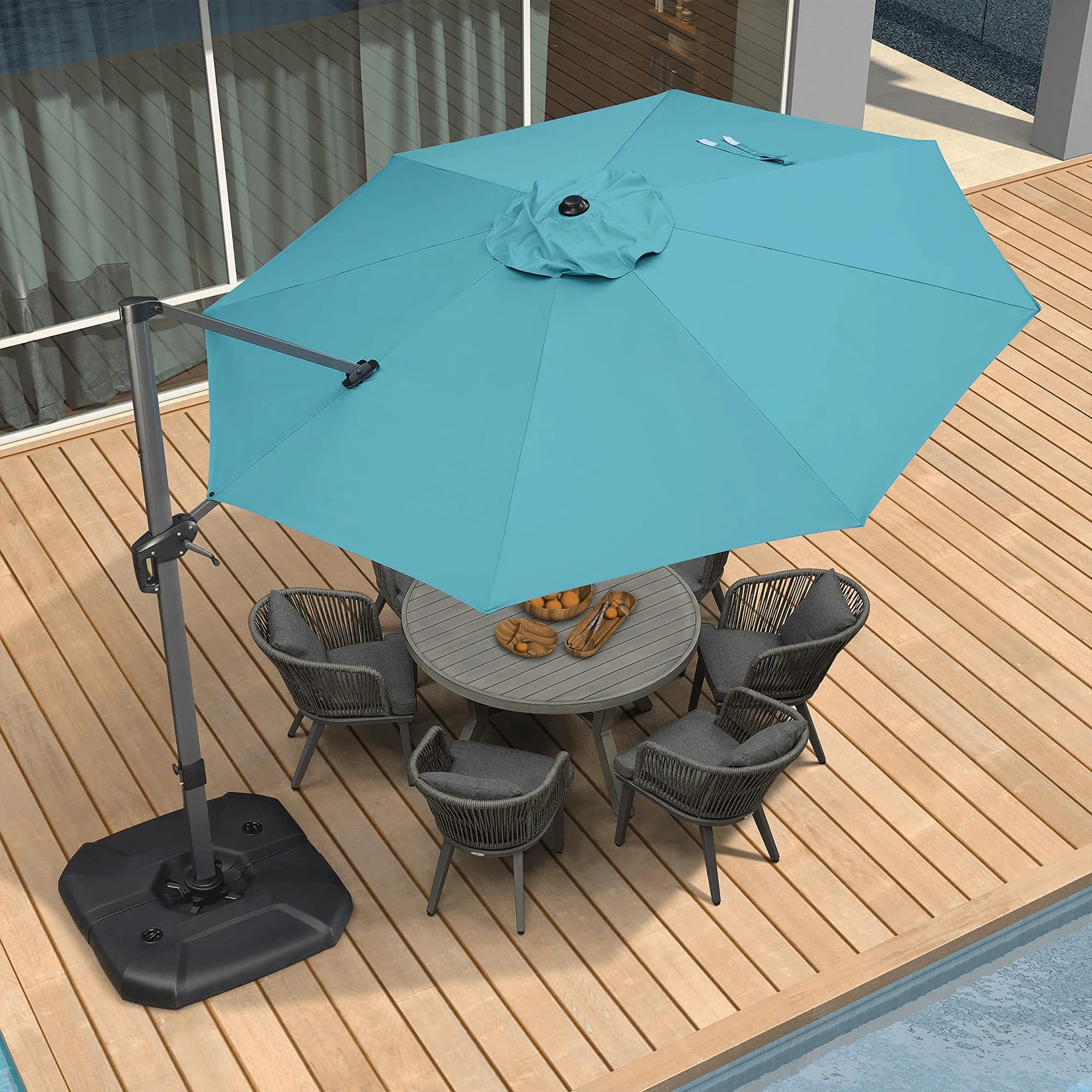 PURPLE LEAF Economical  Patio Offset Round Parasol - Image 54