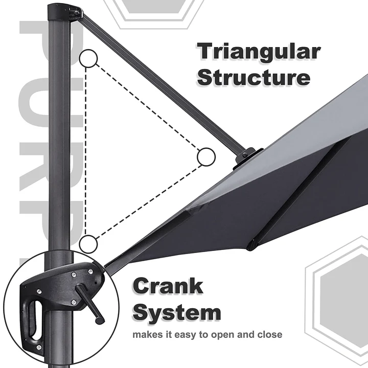 PURPLE LEAF Economical  Patio Offset Round Parasol - Image 73