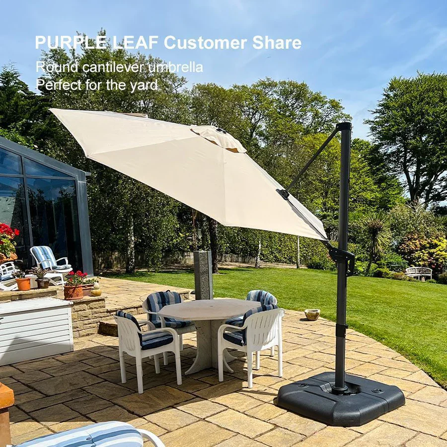 PURPLE LEAF Economical  Patio Offset Round Parasol - Image 75