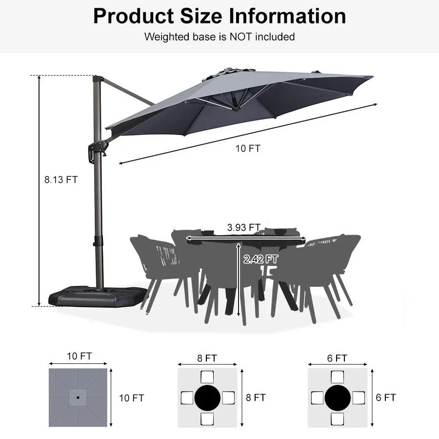 PURPLE LEAF Economical  Patio Offset Round Parasol - Image 77
