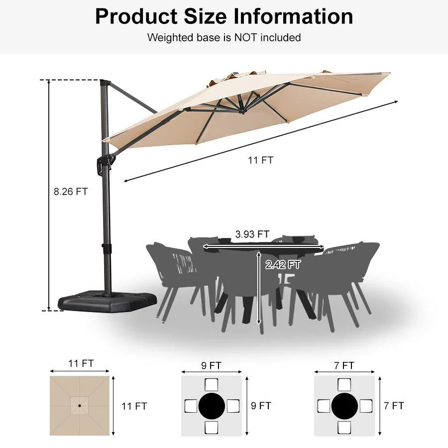 PURPLE LEAF Economical  Patio Offset Round Parasol - Image 80