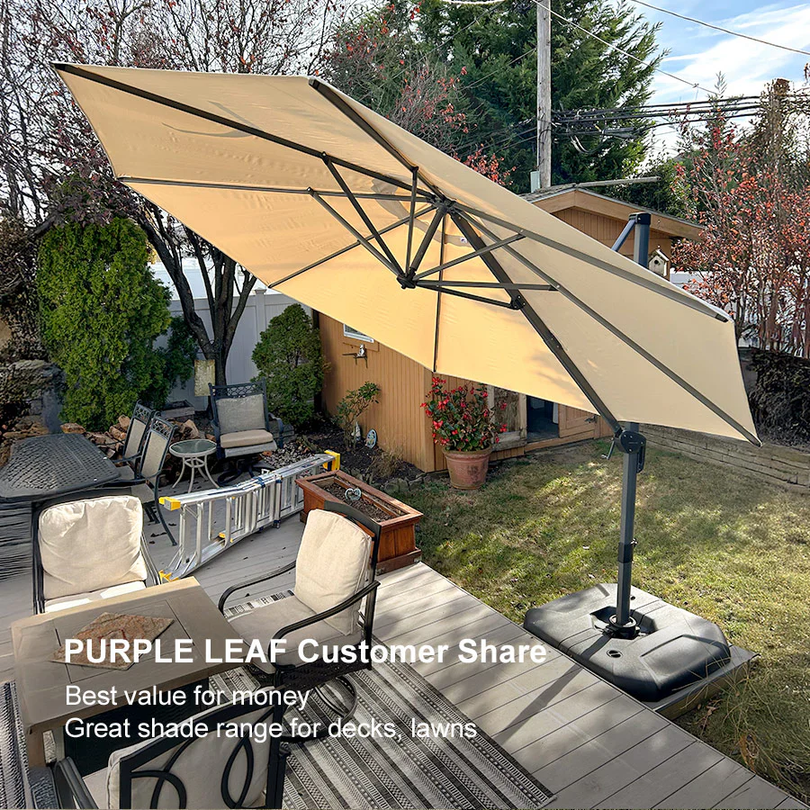 PURPLE LEAF Economical  Patio Offset Round Parasol - Image 81