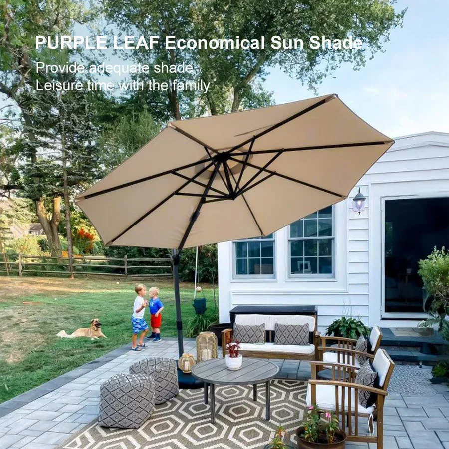 PURPLE LEAF Economical  Patio Offset Round Parasol - Image 82