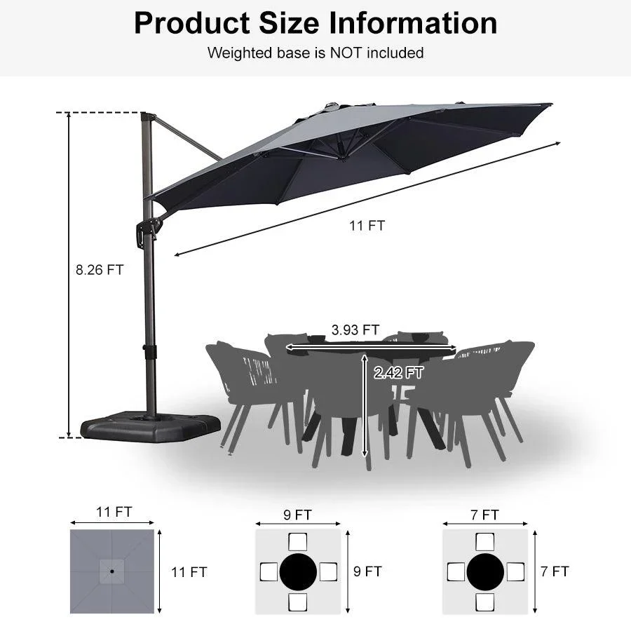 PURPLE LEAF Economical  Patio Offset Round Parasol - Image 83