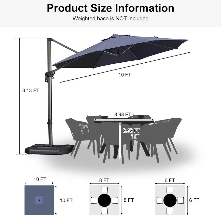 PURPLE LEAF Economical  Patio Offset Round Parasol - Image 86