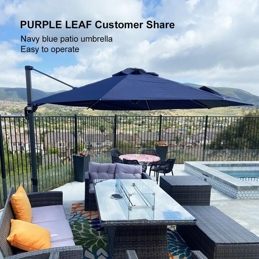 PURPLE LEAF Economical  Patio Offset Round Parasol - Image 88