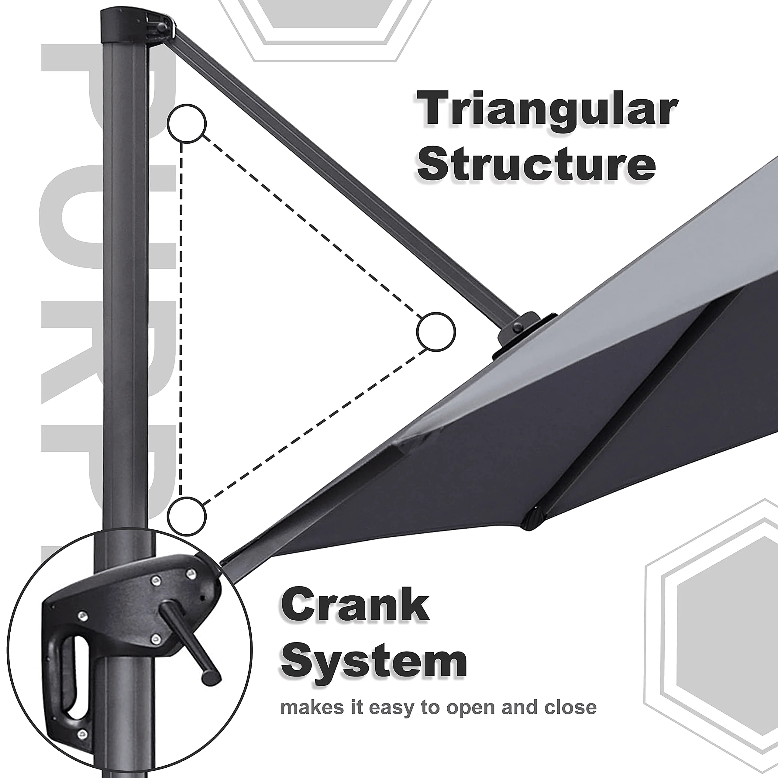 PURPLE LEAF Economical  Patio Offset Round Parasol - Image 9