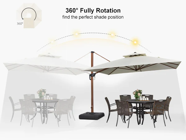 PURPLE LEAF Double Top Round Aluminum Patio Parasol in Wood Color 11 ft - Image 15