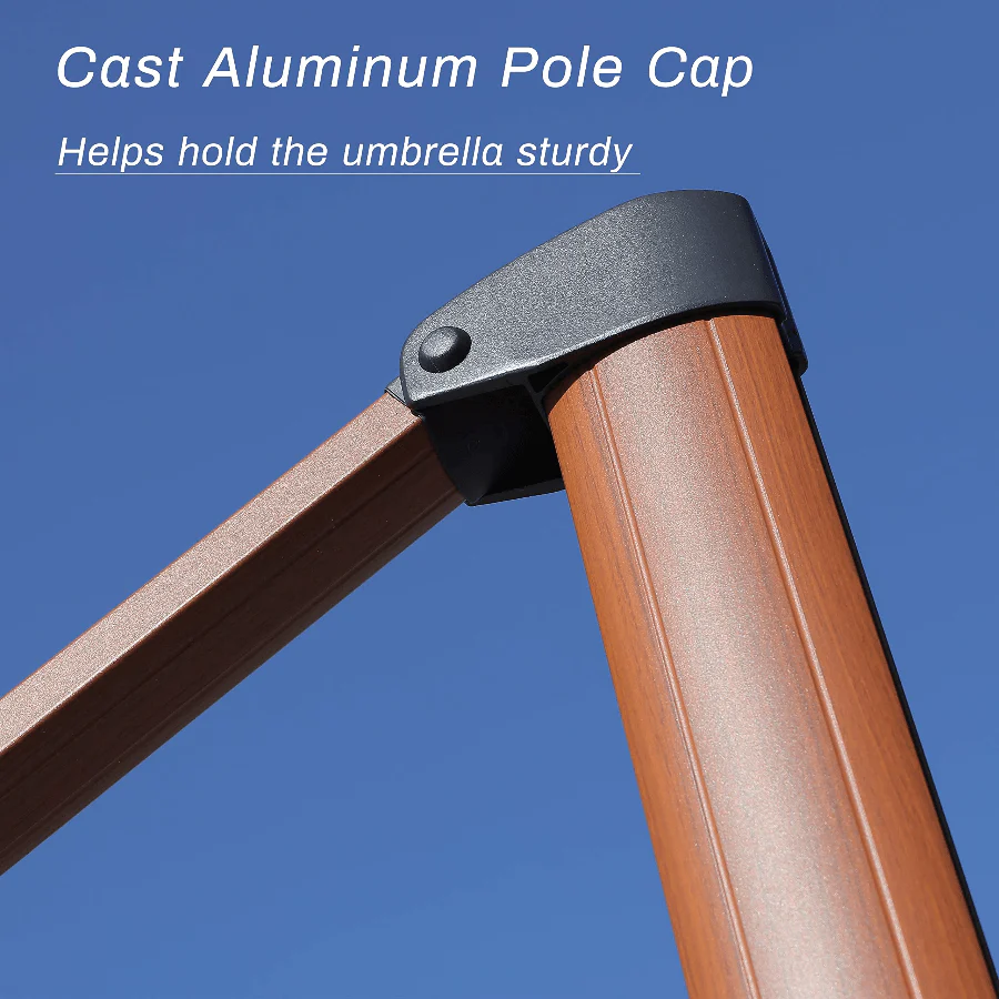 PURPLE LEAF Double Top Square Aluminum Parasol in Wood Color 10 ft - Image 27