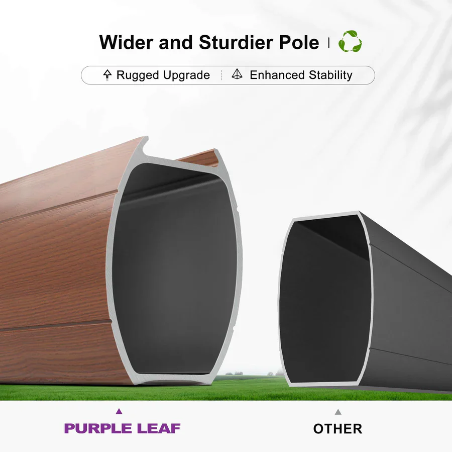 PURPLE LEAF Double Top Square Aluminum Parasol in Wood Color 10 ft - Image 42