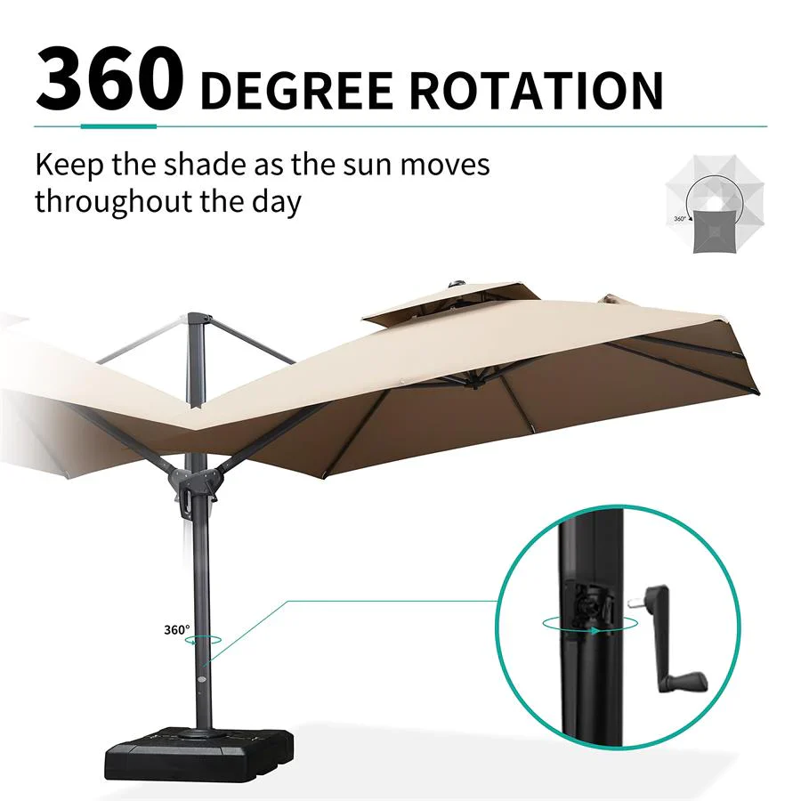 PURPLE LEAF Cantilever Patio Umbrella Gray Pole Outdoor Umbrella with UV Protection - Image 15