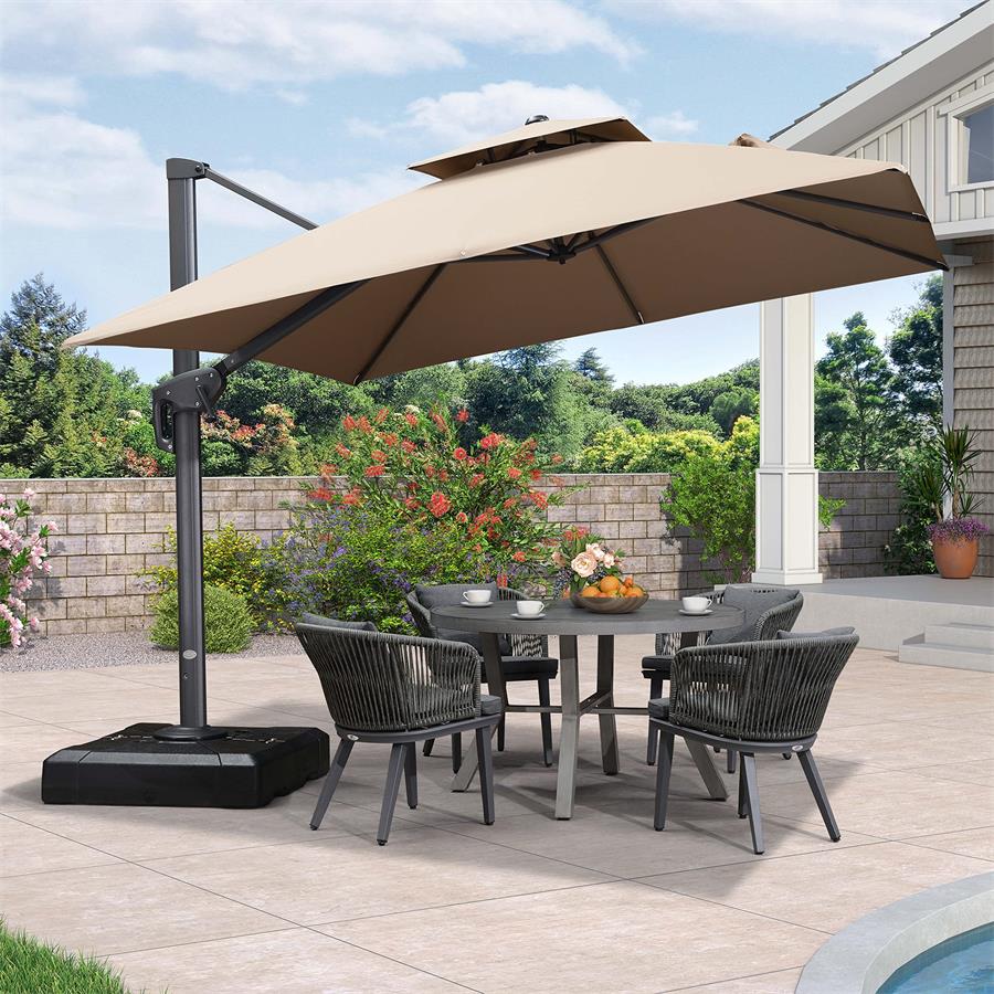 PURPLE LEAF Cantilever Patio Umbrella Gray Pole Outdoor Umbrella with UV Protection - Image 20