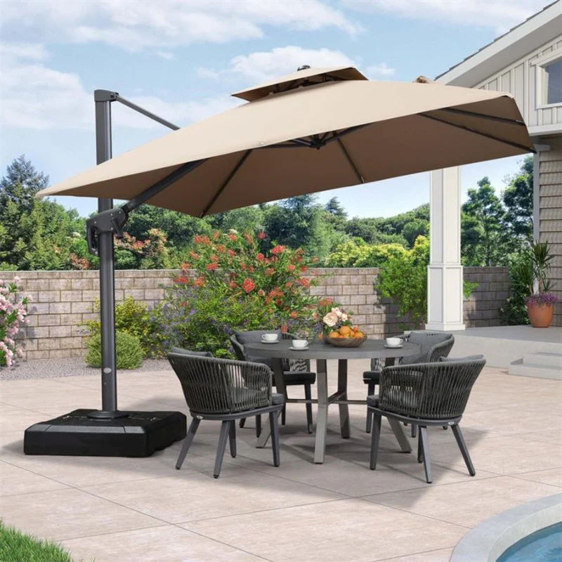 PURPLE LEAF Cantilever Patio Umbrella Gray Pole Outdoor Umbrella with UV Protection - Image 22