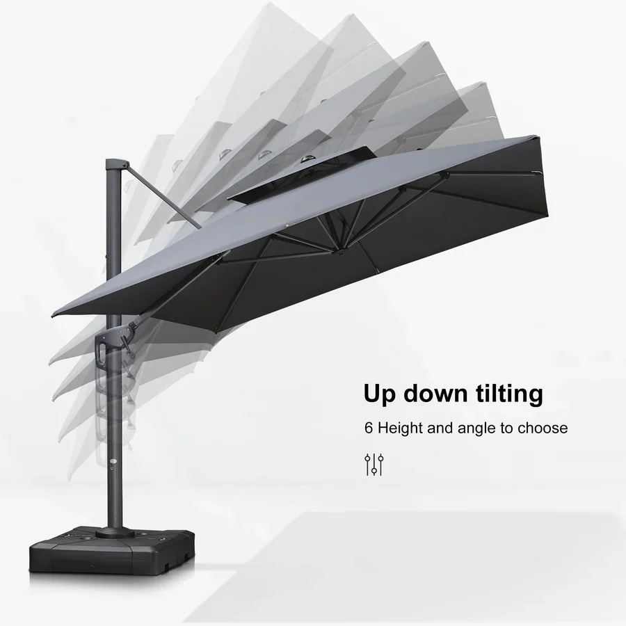 PURPLE LEAF Cantilever Patio Umbrella Gray Pole Outdoor Umbrella with UV Protection - Image 26