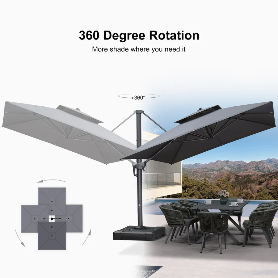 PURPLE LEAF Cantilever Patio Umbrella Gray Pole Outdoor Umbrella with UV Protection - Image 27