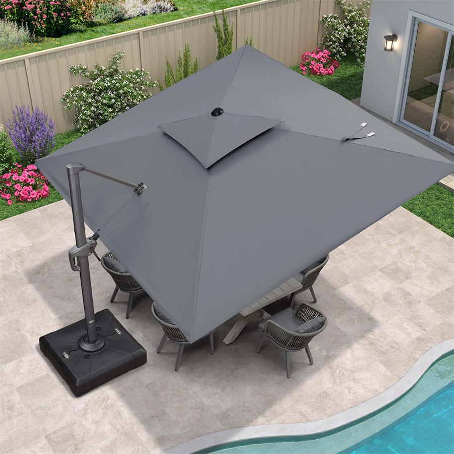 PURPLE LEAF Cantilever Patio Umbrella Gray Pole Outdoor Umbrella with UV Protection - Image 3