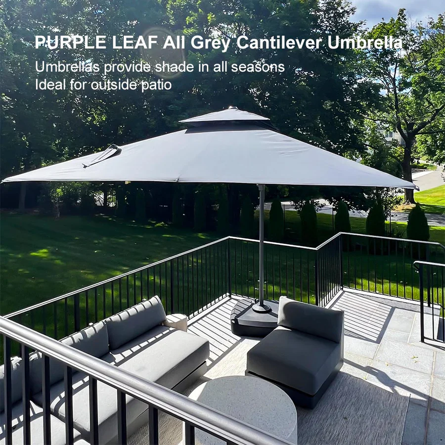 PURPLE LEAF Cantilever Patio Umbrella Gray Pole Outdoor Umbrella with UV Protection - Image 30