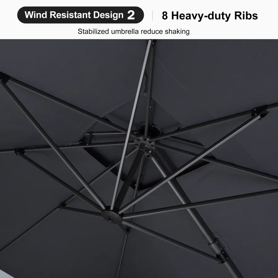 PURPLE LEAF Cantilever Patio Umbrella Gray Pole Outdoor Umbrella with UV Protection - Image 31