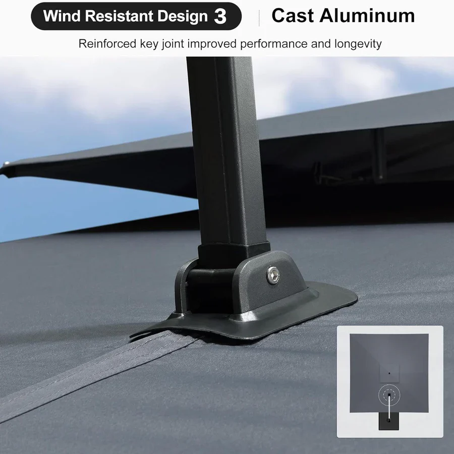 PURPLE LEAF Cantilever Patio Umbrella Gray Pole Outdoor Umbrella with UV Protection - Image 32