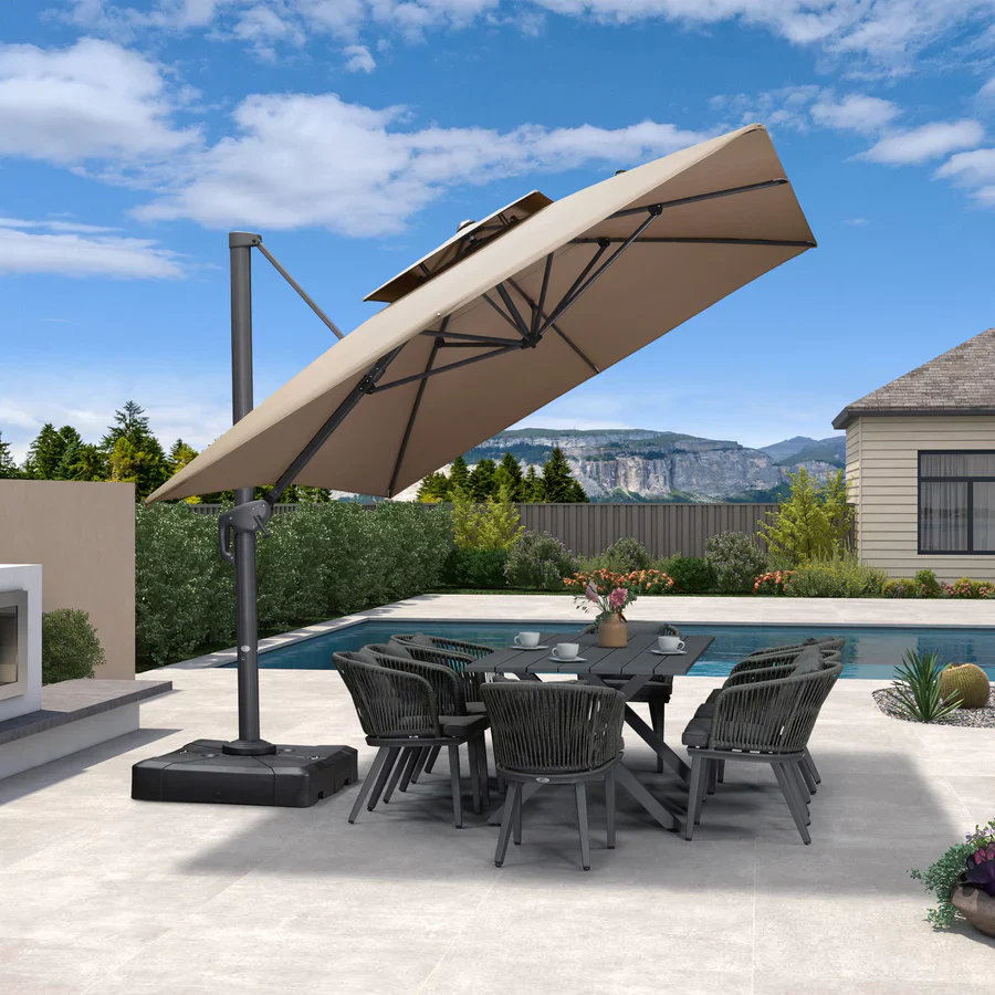 PURPLE LEAF Cantilever Patio Umbrella Gray Pole Outdoor Umbrella with UV Protection - Image 35