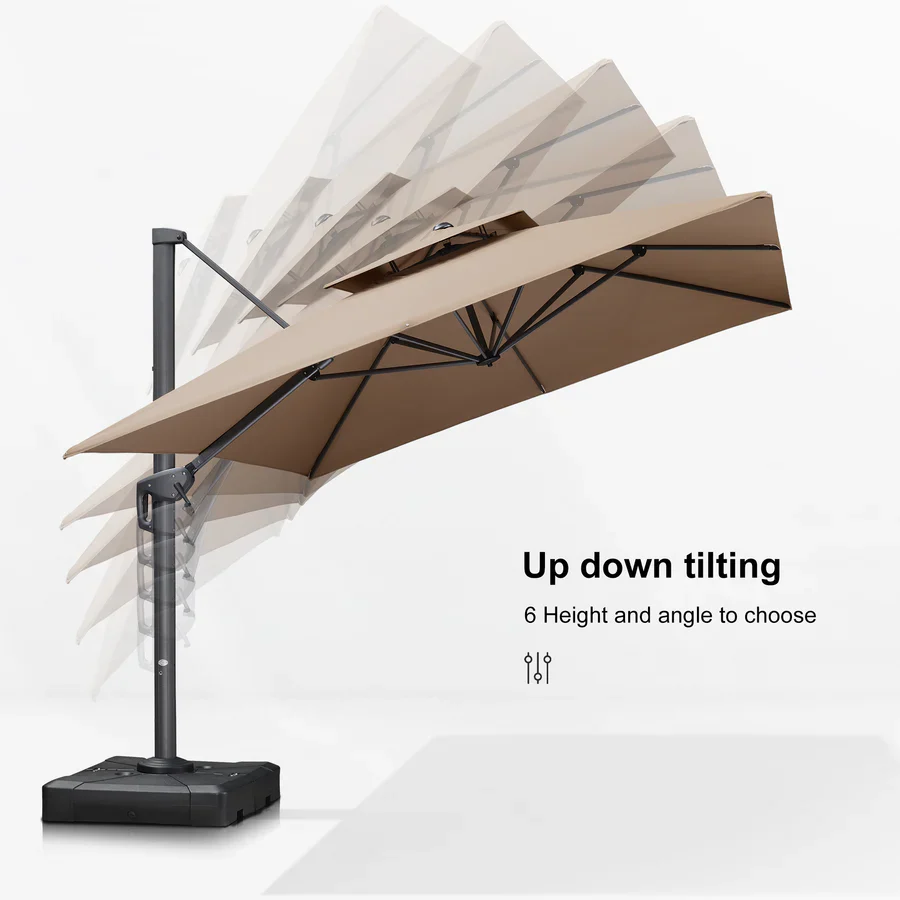 PURPLE LEAF Cantilever Patio Umbrella Gray Pole Outdoor Umbrella with UV Protection - Image 36