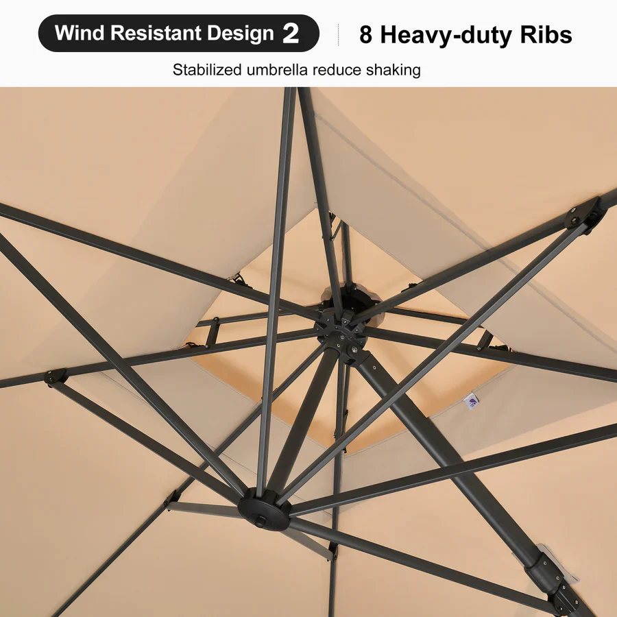 PURPLE LEAF Cantilever Patio Umbrella Gray Pole Outdoor Umbrella with UV Protection - Image 41