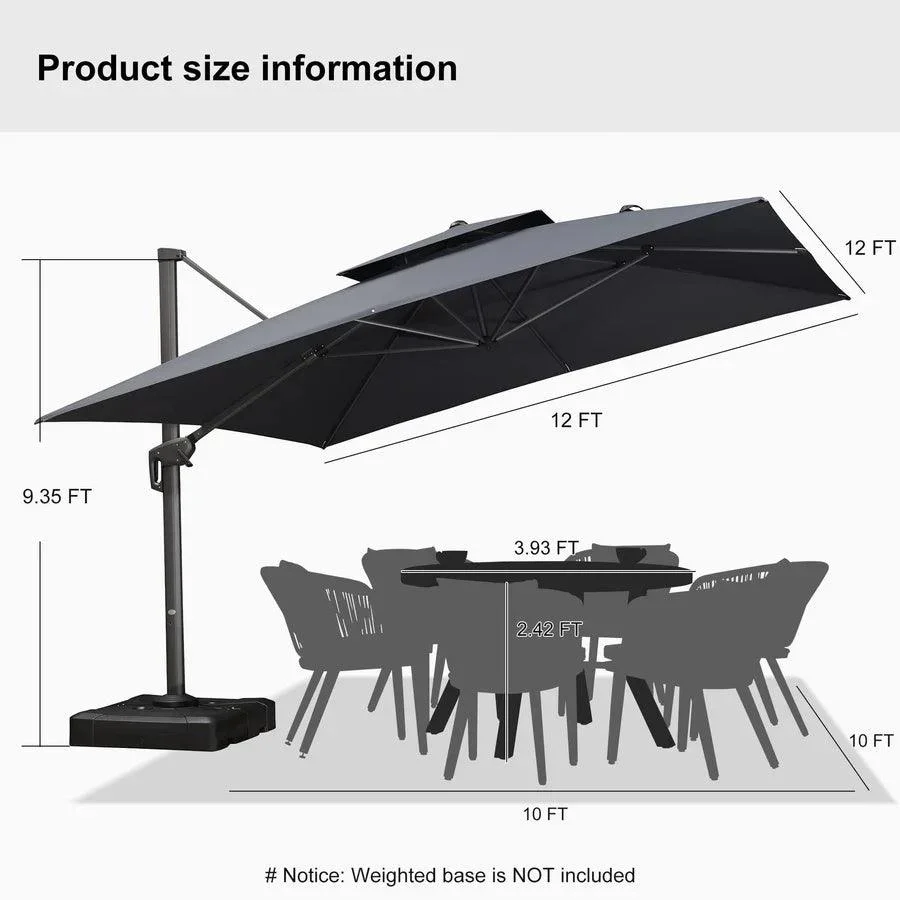 PURPLE LEAF Cantilever Patio Umbrella Gray Pole Outdoor Umbrella with UV Protection - Image 49