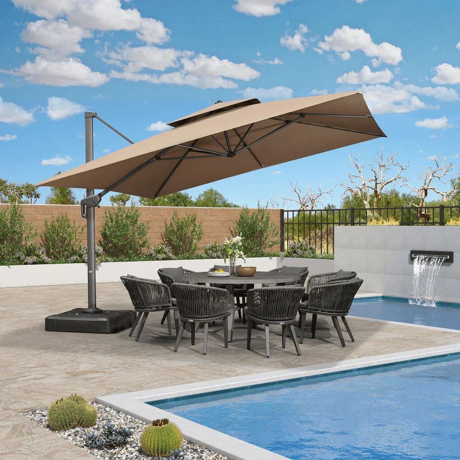 PURPLE LEAF Cantilever Patio Umbrella Gray Pole Outdoor Umbrella with UV Protection - Image 53