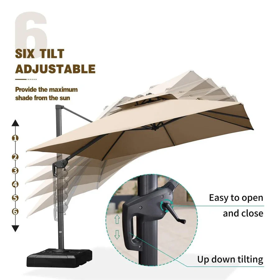 PURPLE LEAF Cantilever Patio Umbrella Gray Pole Outdoor Umbrella with UV Protection - Image 56