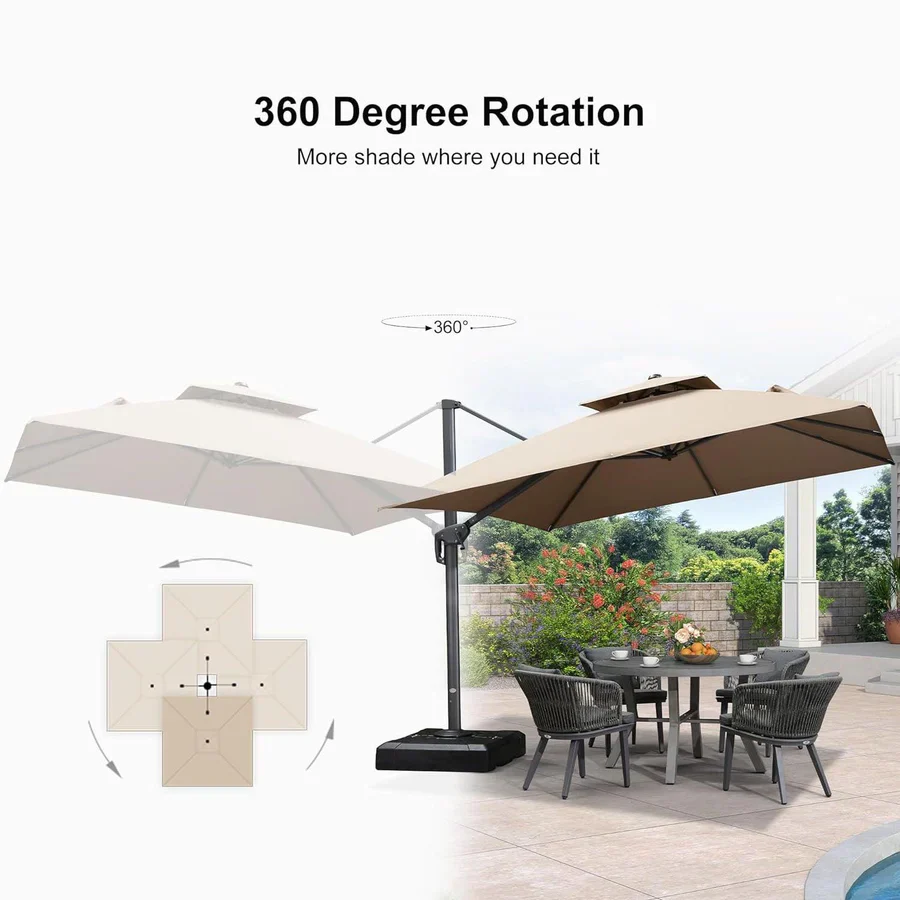 PURPLE LEAF Cantilever Patio Umbrella Gray Pole Outdoor Umbrella with UV Protection - Image 57