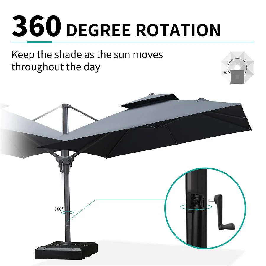 PURPLE LEAF Cantilever Patio Umbrella Gray Pole Outdoor Umbrella with UV Protection - Image 6