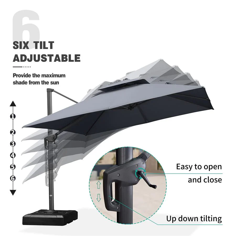 PURPLE LEAF Cantilever Patio Umbrella Gray Pole Outdoor Umbrella with UV Protection - Image 7