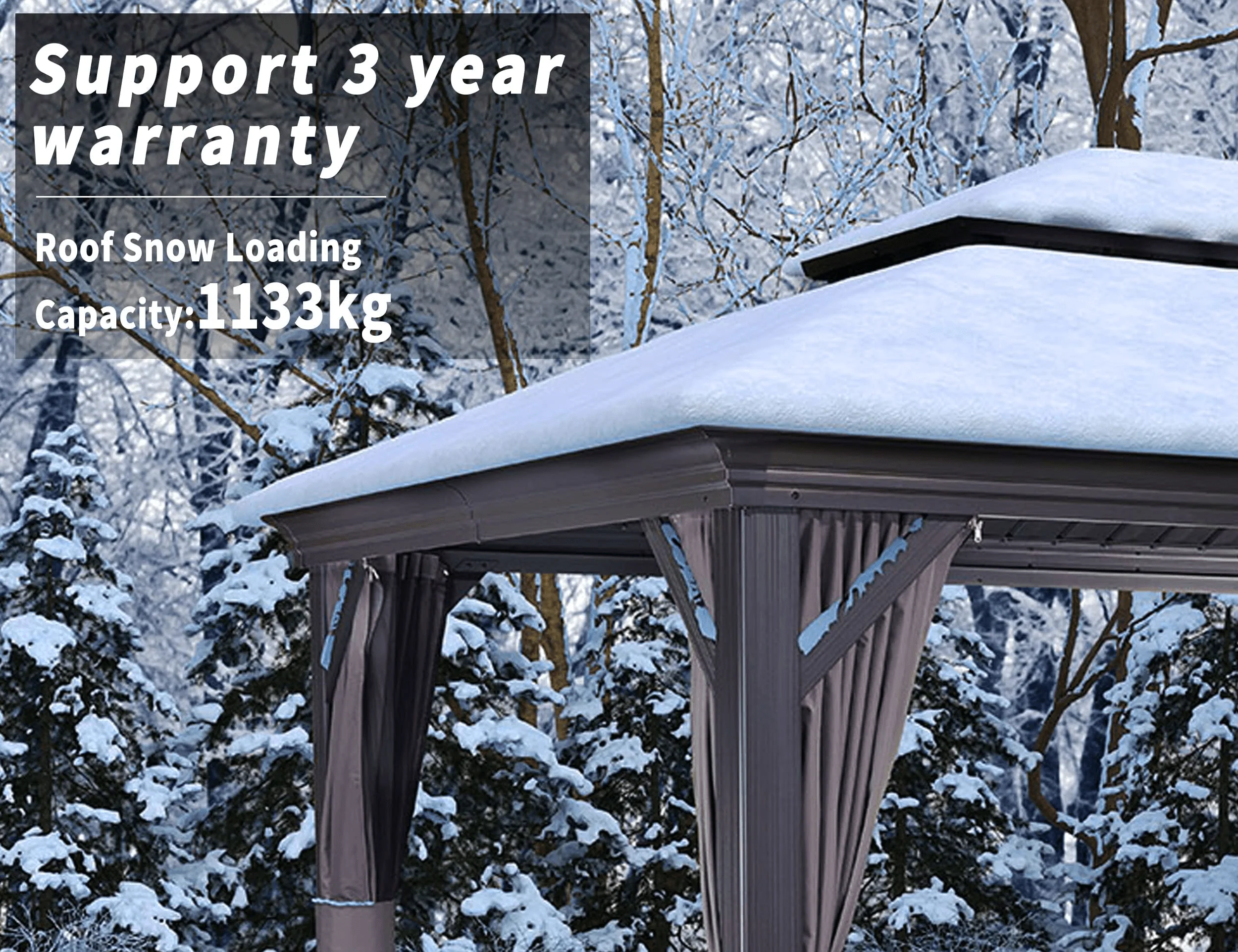 PURPLE LEAF Garden Gazebo  with Galvanized Steel Double Roof, Gazebo with Sides Curtain and Netting for All Weather - Image 13