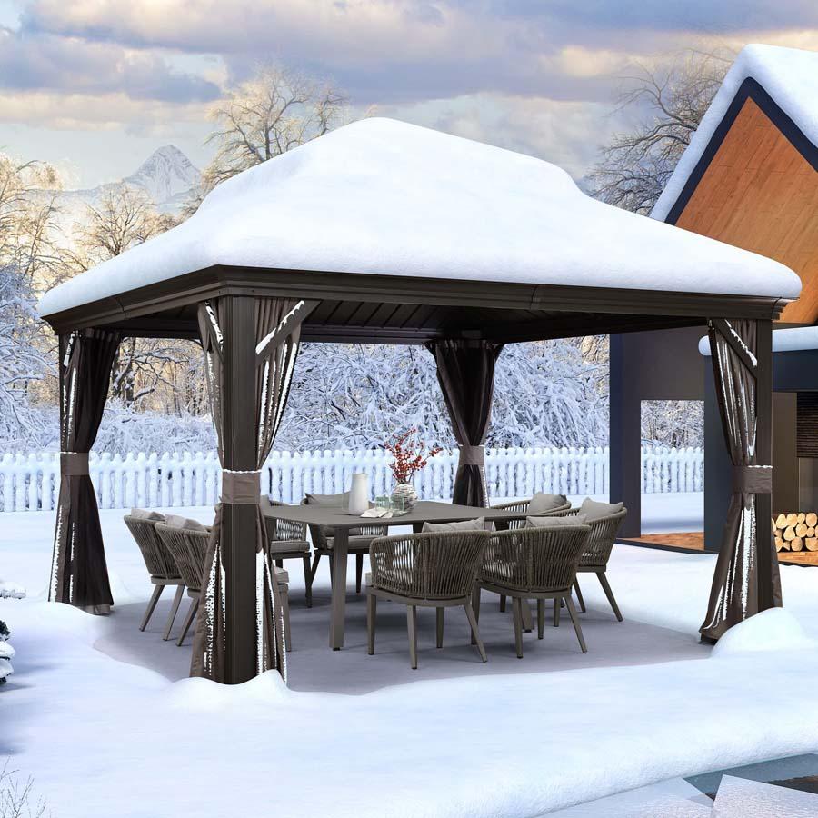 PURPLE LEAF Garden Gazebo  with Galvanized Steel Double Roof, Gazebo with Sides Curtain and Netting for All Weather - Image 26