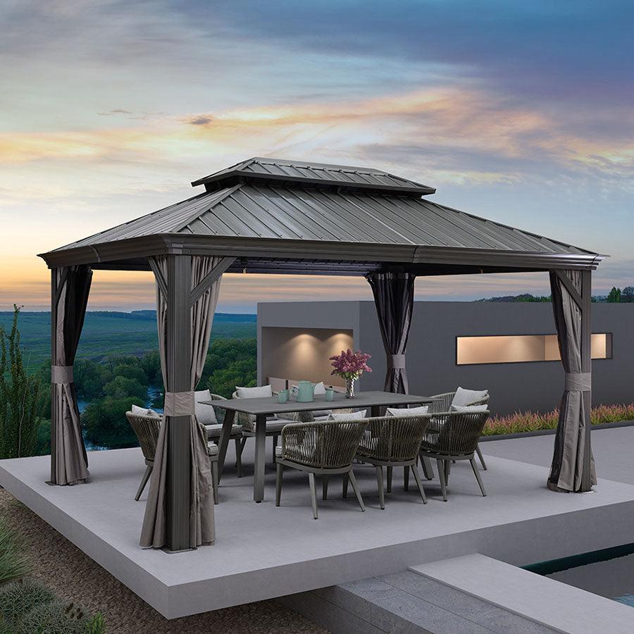 PURPLE LEAF Garden Gazebo  with Galvanized Steel Double Roof, Gazebo with Sides Curtain and Netting for All Weather - Image 33