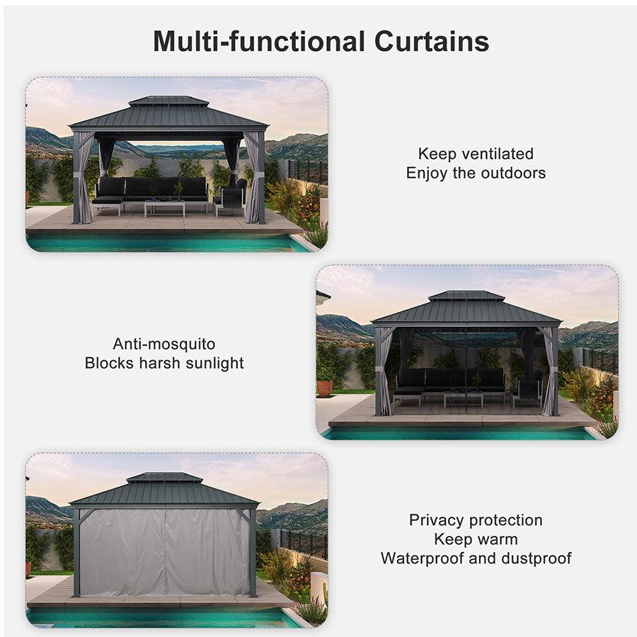 PURPLE LEAF Garden Gazebo  with Galvanized Steel Double Roof, Gazebo with Sides Curtain and Netting for All Weather - Image 4