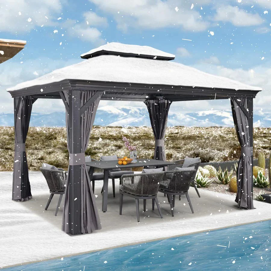 PURPLE LEAF Garden Gazebo  with Galvanized Steel Double Roof, Gazebo with Sides Curtain and Netting for All Weather - Image 5